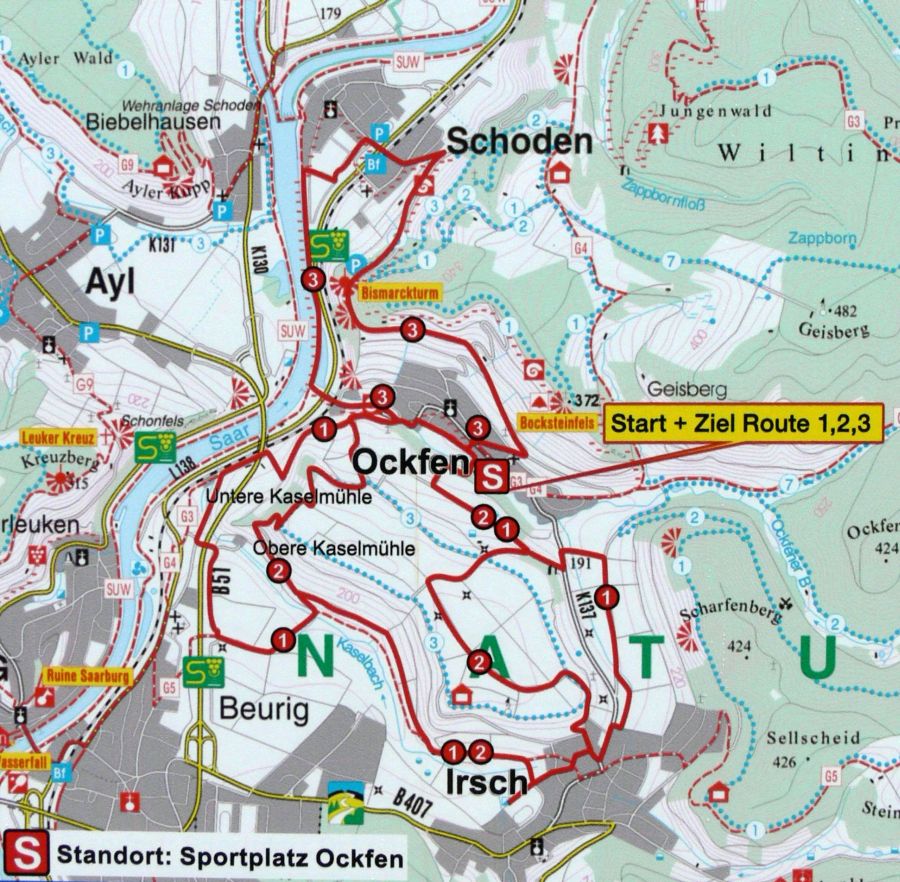 Karte Nordic-Walking-Strecken Ockfen 2010